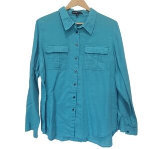Chaus Sport Linen Cotton Blend Long Sleeve Buttondown Shirt Size XL